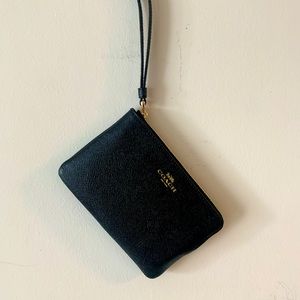 Black Coach Corner Zip Wristlet